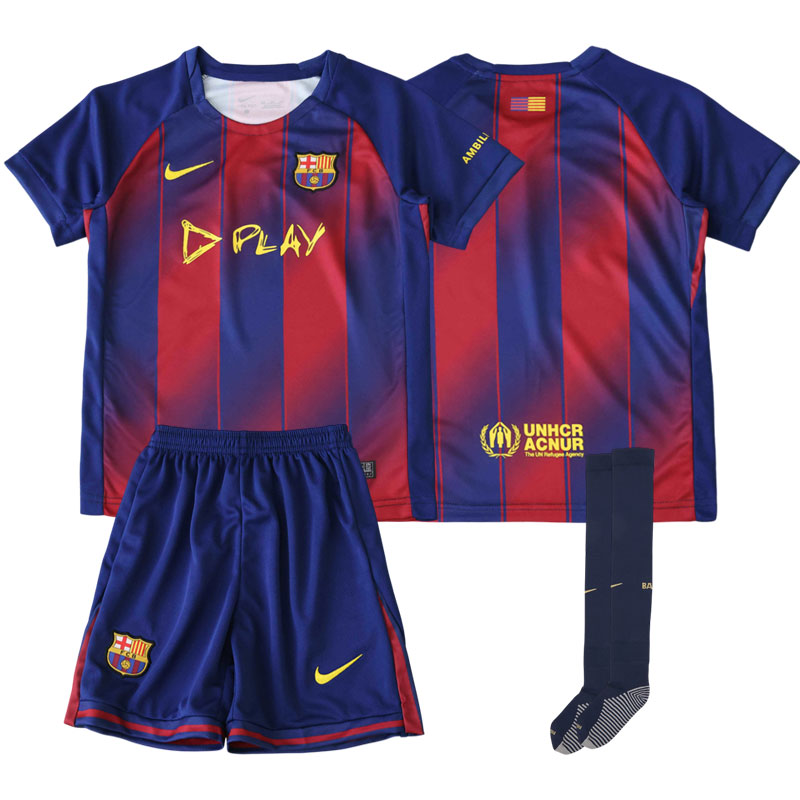 Ed Sheeran x Spotify x Barcelona 25/26 hjemmebanetrøje til børn