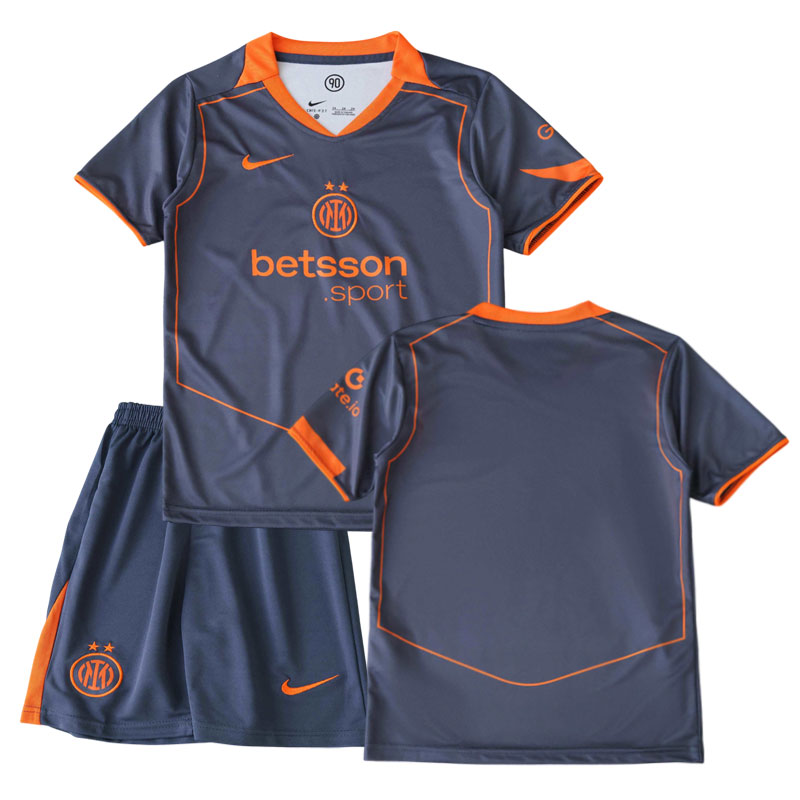 Inter Milan 25/26 børnesæt - grå tredjetrøje + shorts
