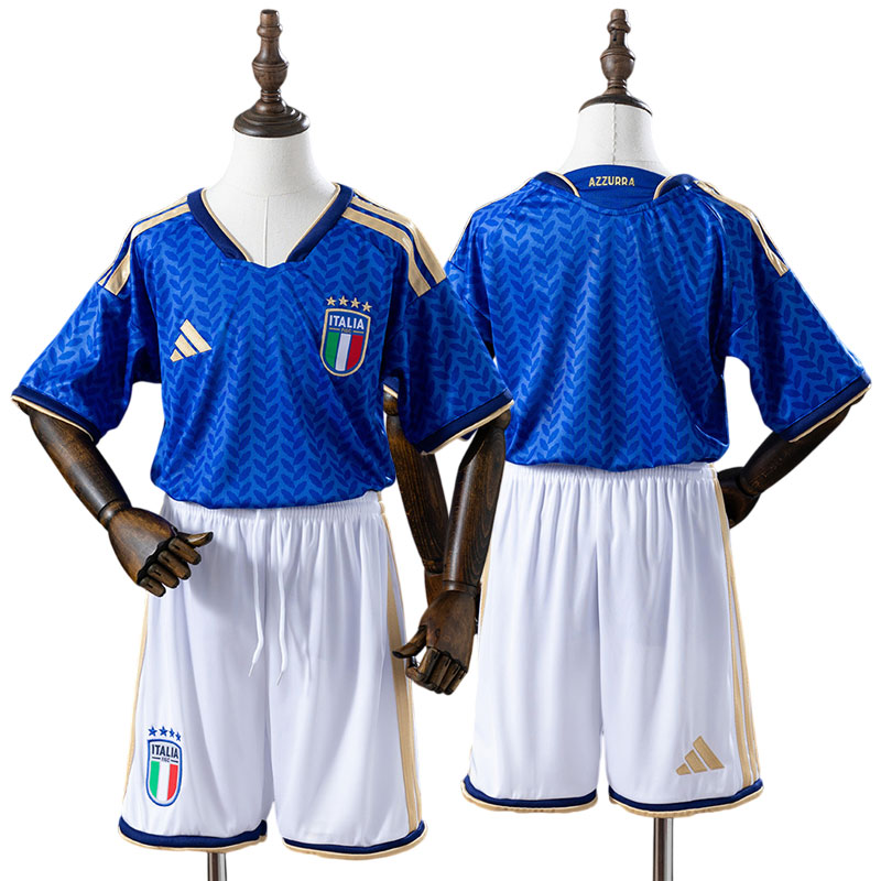 Italien 2026 hjemmebanetrøje børn - VM fodboldsæt med trøje og shorts