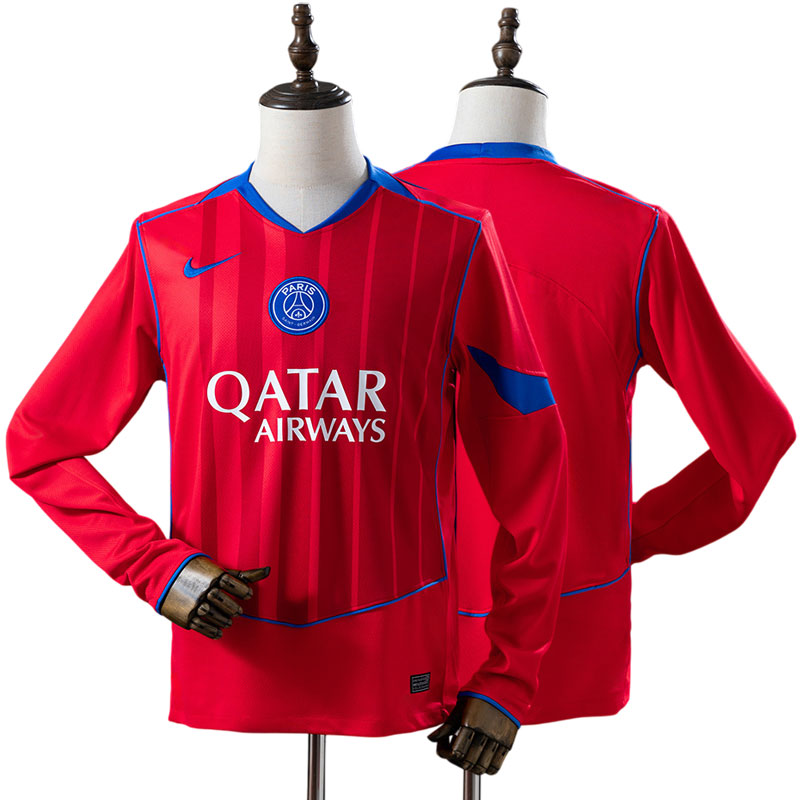 PSG 2025/26 tredjetrøje til mænd - rød langærmet fodboldtrøje