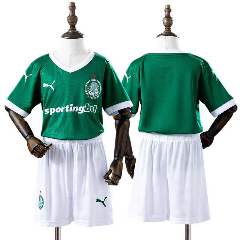 Palmeiras fodboldsæt til børn 2025/26 - hjemmebanetrøje og shorts