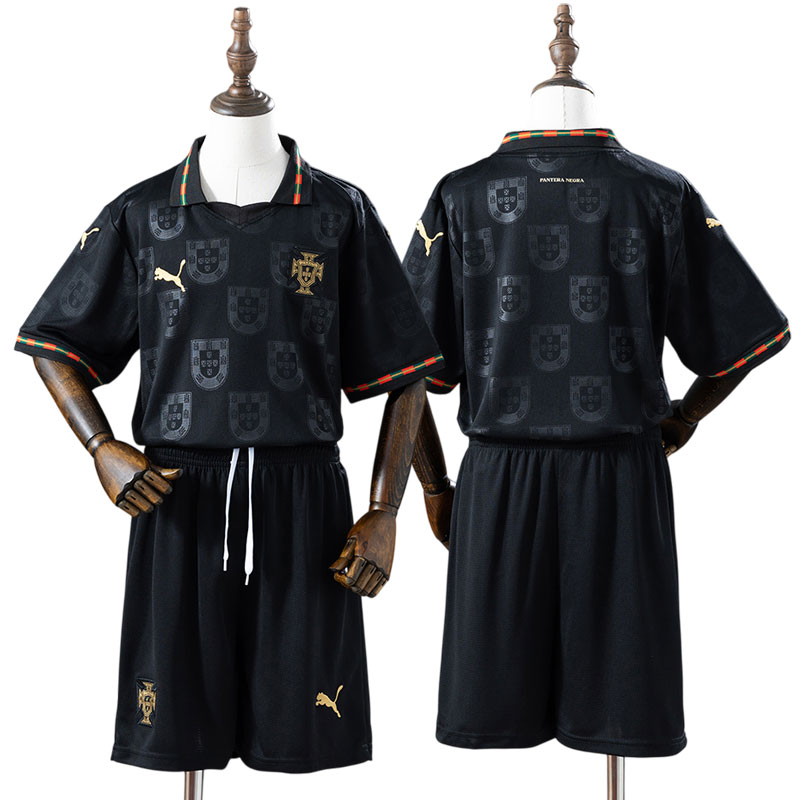 Portugal 2025/26 special edition fodboldtrøje til børn - sort guld børnesæt