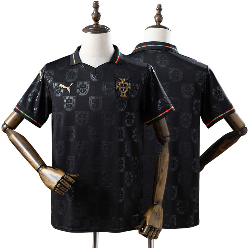 Portugal Special Edition 2025/26 trøje – Eusébio herre fodboldtrøje i sort og guld