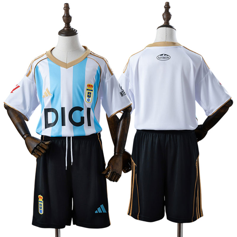 Real Oviedo 25/26 tredje børnesæt - fodboldtrøje og shorts til børn