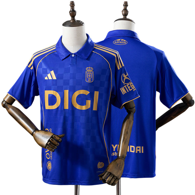 Real Oviedo hjemmebanetrøje 2025/26 blå fodboldtrøje til mænd