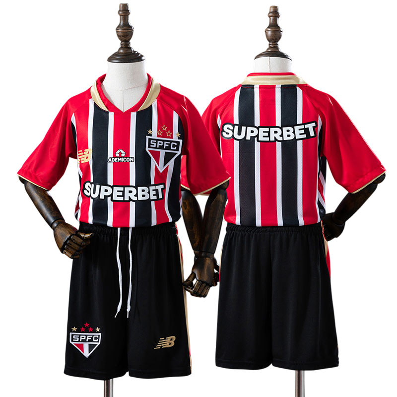 São Paulo FC 2025/26 børne fodboldsæt - udebanetrøje og shorts