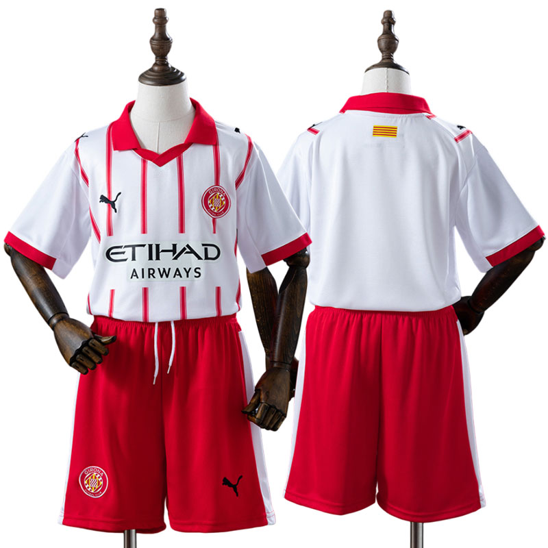 Girona 2025/26 hjemmebanesæt til børn – fodboldtrøje + shorts