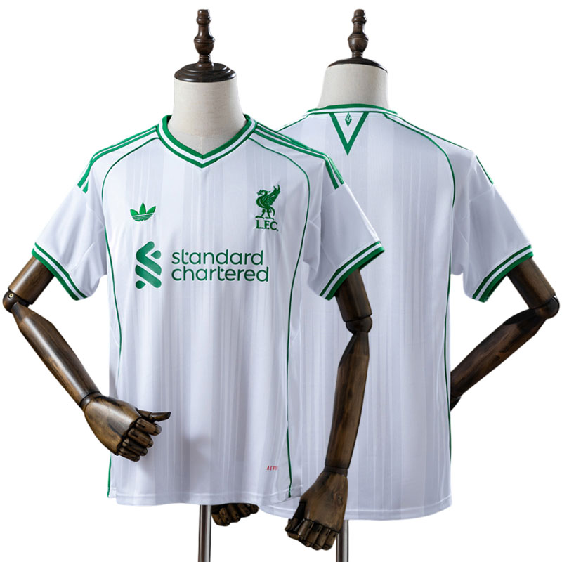 Liverpool træningstrøje 25/26 til mænd - hvid og grøn fodboldtrøje
