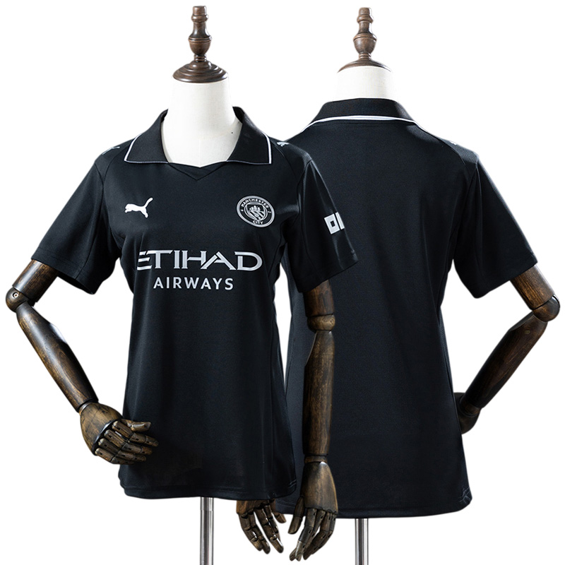Man City 25/26 udebanetrøje til damer - sort kvinde fodboldtrøje