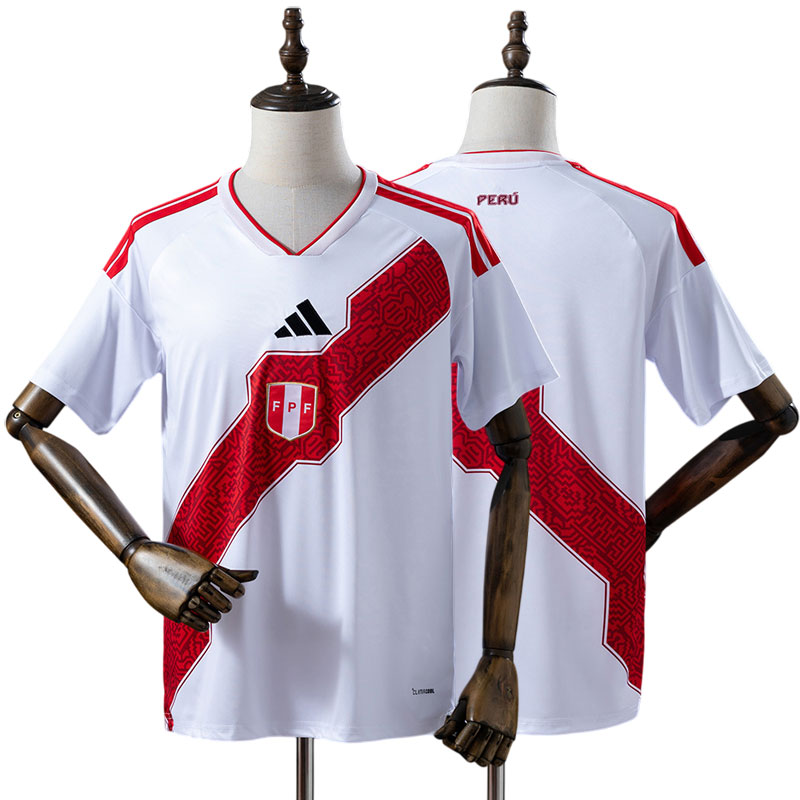 Peru 2026 hjemmebanetrøje - hvid-rød VM fodboldtrøje til mænd