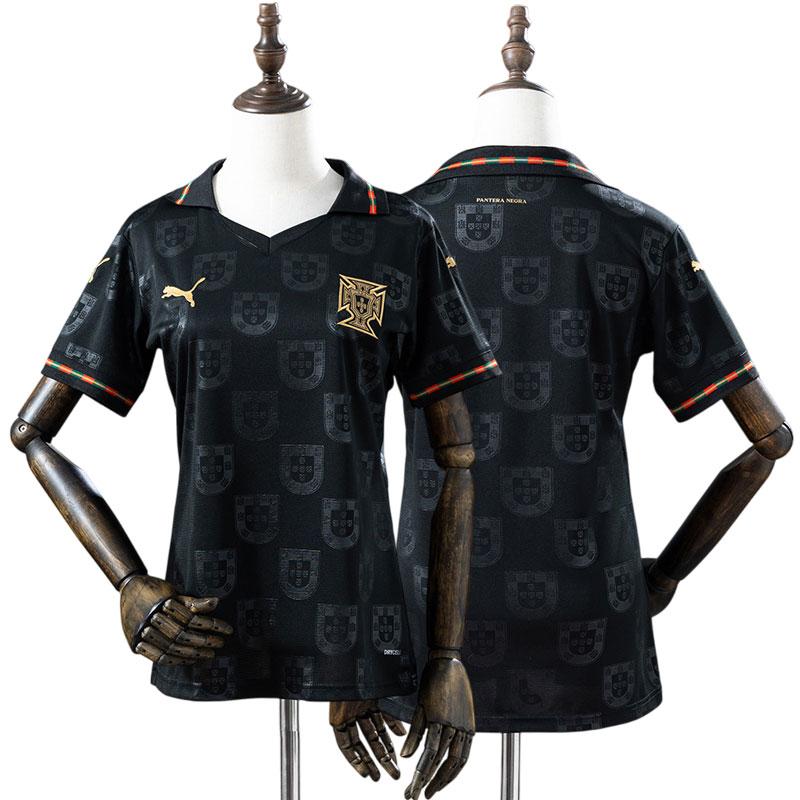 Portugal 2026 Black Panther dame fodboldtrøje - sort trøje til kvinder