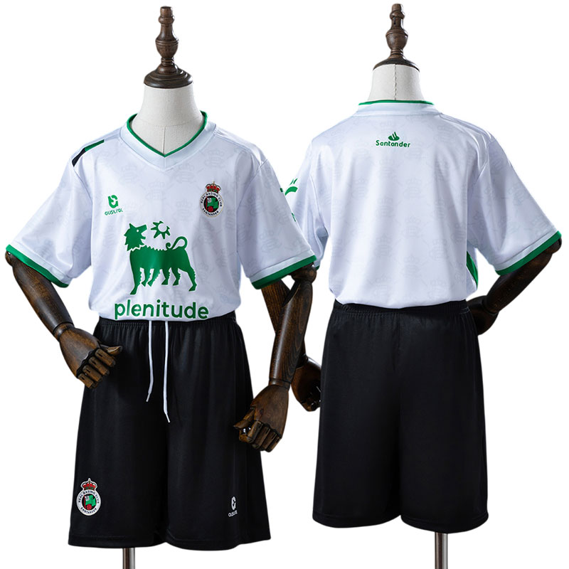 Racing Santander hjemmebanetrøje børn 2025/26 - komplet fodboldsæt