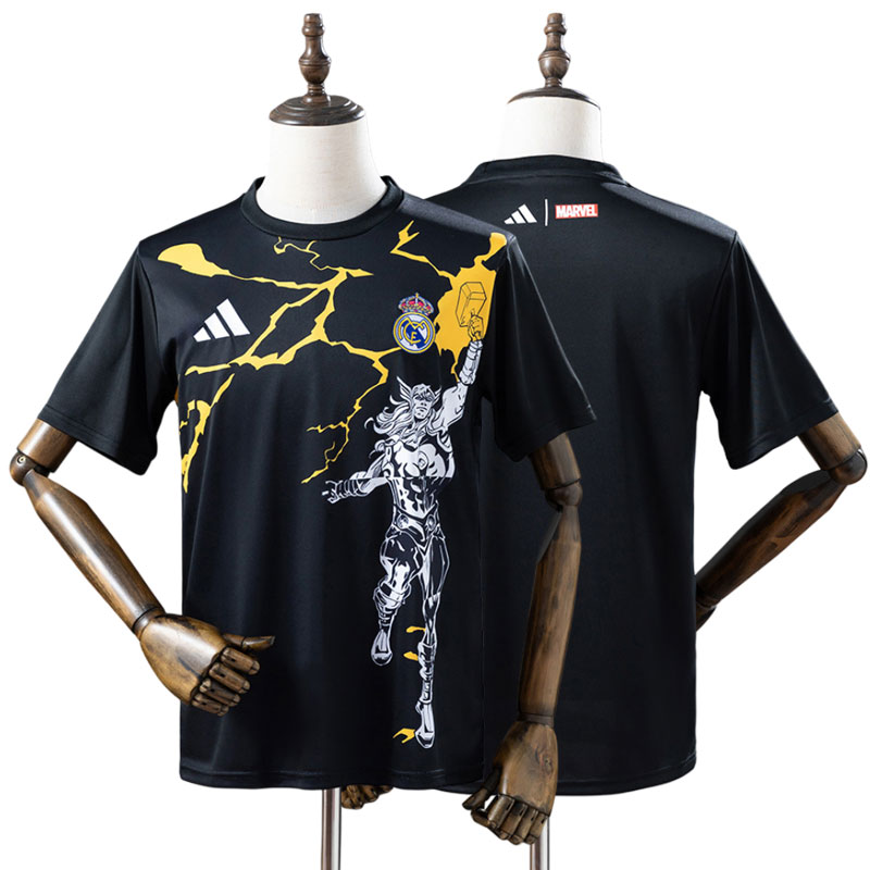 Avengers Real Madrid 25/26 pre-match jersey – herre fodboldtrøje sort