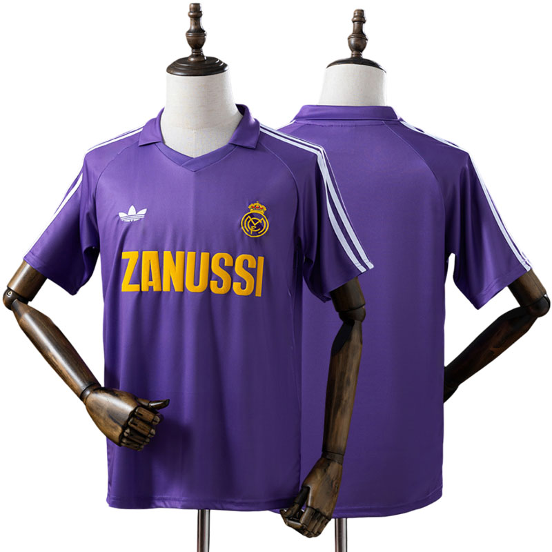 Real Madrid udebanetrøje 1984/85 – retro lilla fodboldtrøje