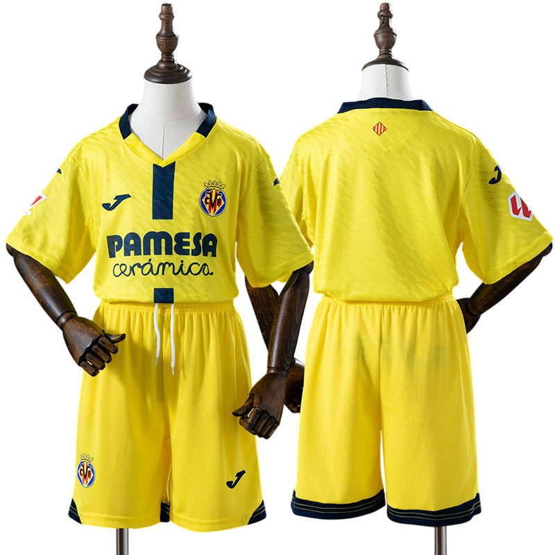 Villarreal CF 2025/26 gul hjemmebanetrøje og shorts til børn