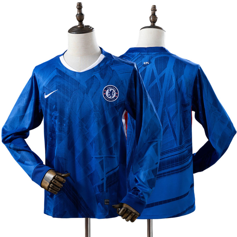 Chelsea langærmet hjemmebanetrøje 25/26 - blå fodboldtrøje til herrer