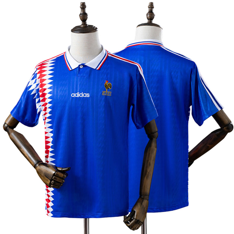 Frankrig 1994 retro hjemmebanetrøje – blå herre fodboldtrøje