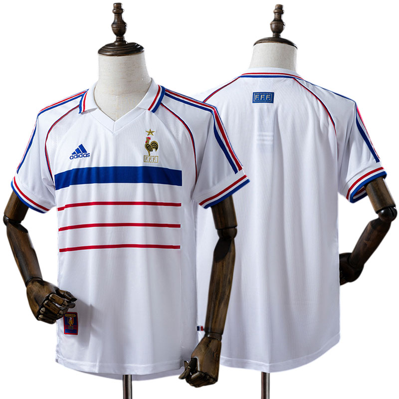 Frankrig retro fodboldtrøje 1998 – hvid VM udebanetrøje