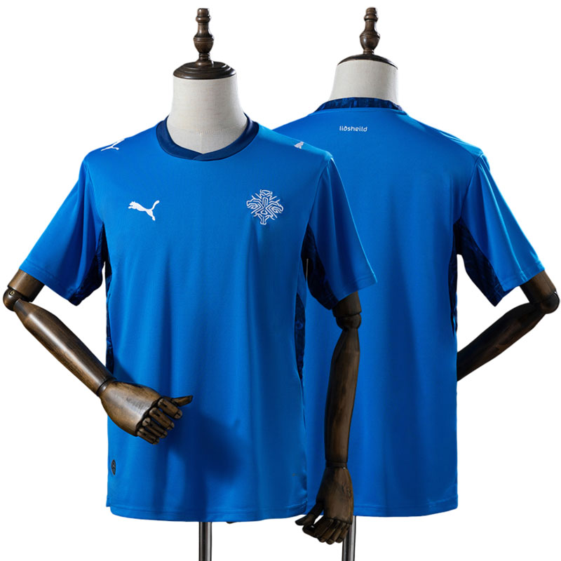 Island 2026 hjemmebanetrøje til herrer – blå fodboldtrøje