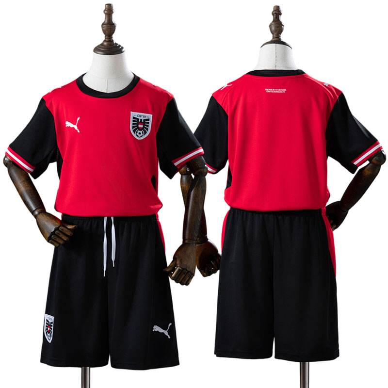 Østrig fodboldsæt børn 2026 – hjemmebanetrøje og shorts