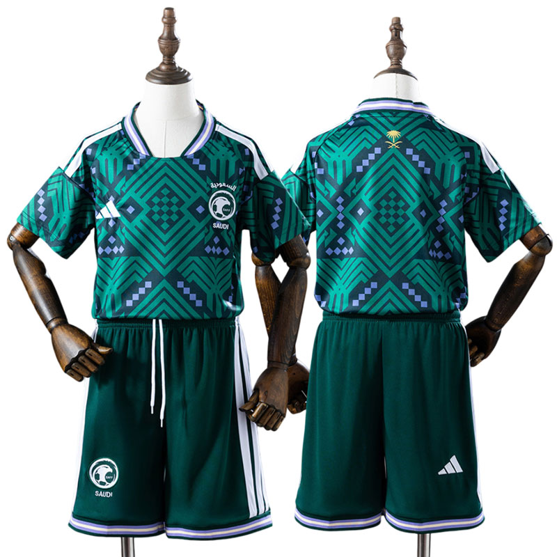 Saudi Arabien børne fodboldsæt 2026 - grøn VM-hjemmetrøje