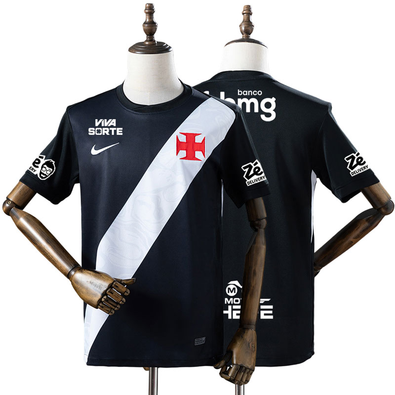 CR Vasco da Gama 2026 sort hjemmebanetrøje - alle sponsorlogoer