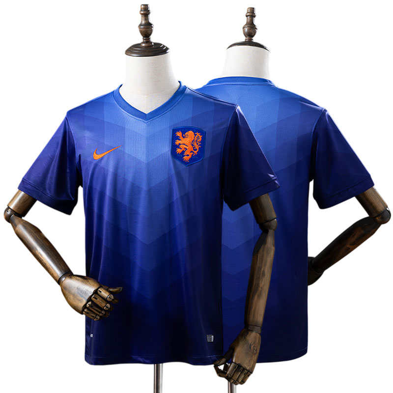 Holland 2014 udebanetrøje retro – blå herre fodboldtrøje