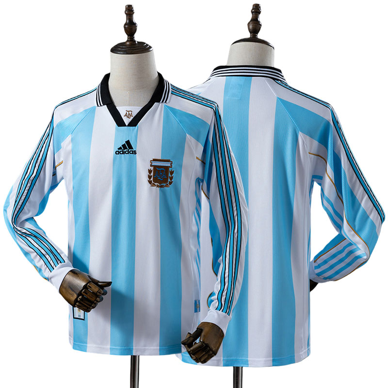 Argentina 1998 retro hjemmebanetrøje med lange ærmer