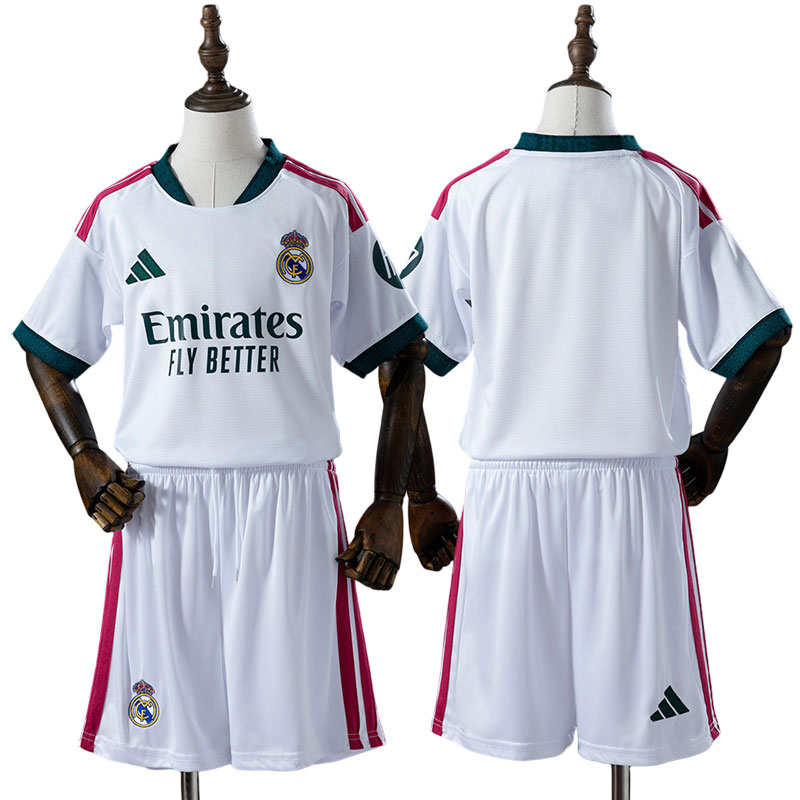Børne fodboldtøj Real Madrid 2026/27 – hjemmebanetrøje og shorts