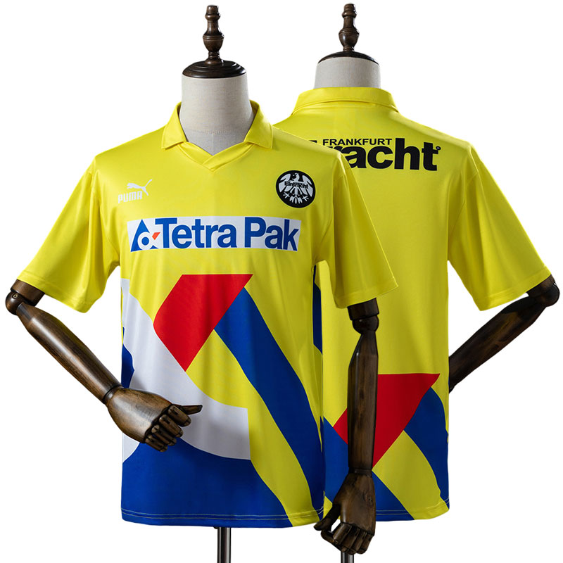 Eintracht Frankfurt 1993/96 retro udebanetrøje - gul fodboldtrøje til mænd