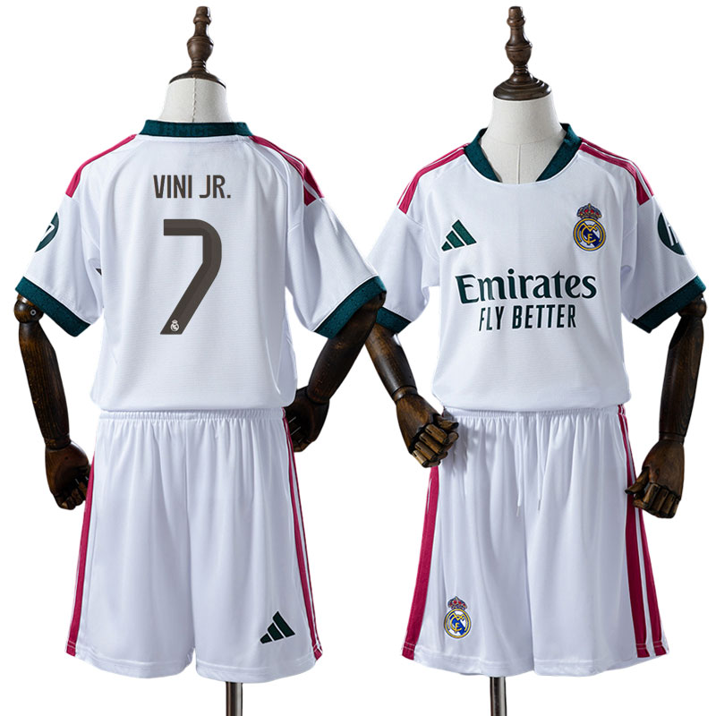 Real Madrid 2026/27 hjemmebanesæt børn – trøje og shorts Vini Jr. 7