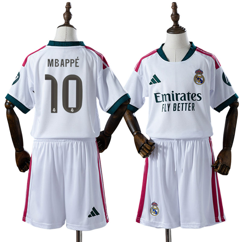 Real Madrid hjemmebanesæt børn 2026/27 – Mbappé nr 10 fodboldtrøje