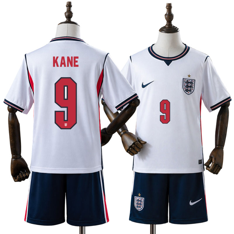 Børn England trøje VM 2026 med KANE 9 - hjemmebanetrøje + shorts
