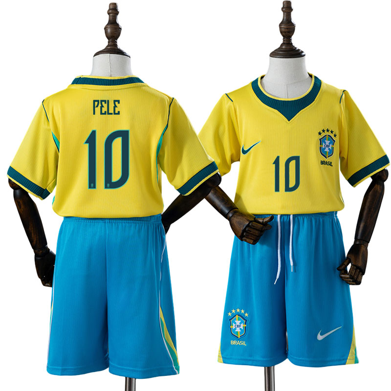 Brasilien 2026 hjemmebanetrøje børn – Pelé 10 fodboldsæt med shorts