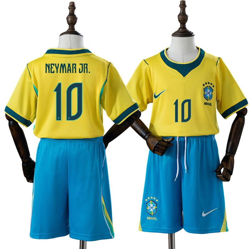 Brasilien 2026 hjemmebanetrøje til børn – Neymar Jr. nr. 10 med shorts sæt