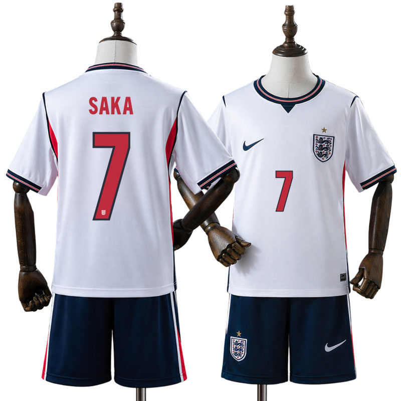 England landsholdstrøje børn VM 2026 SAKA 7 – hjemmebanetrøje og shorts