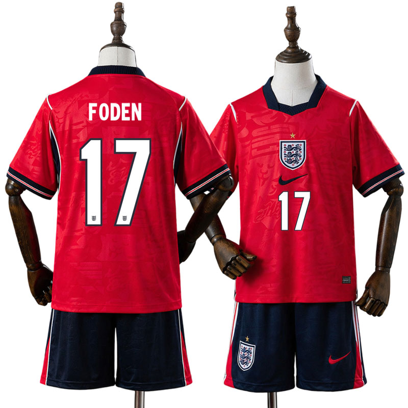 FODEN 17 England VM 2026 børn udebanetrøje med shorts