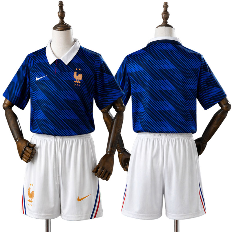 Frankrig 2026 hjemmebanetrøje til børn – VM fodboldsæt med shorts