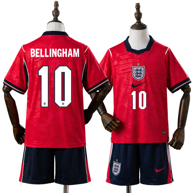 Køb England børne fodboldsæt 2026 Bellingham 10 – ude trøje rød