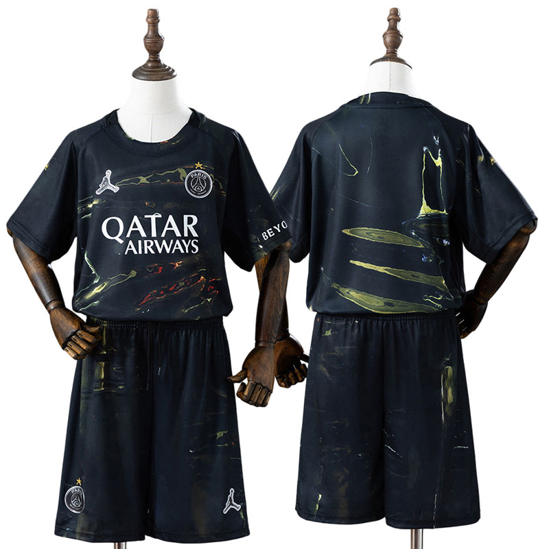 PSG 2025/26 børne fodboldsæt – 5th trøje + shorts Paris Saint-Germain