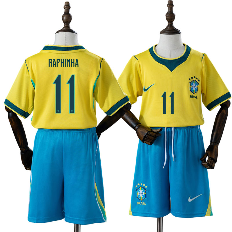 Raphinha 11 Brasilien 2026 hjemmebanetrøje børn – fodboldsæt med shorts