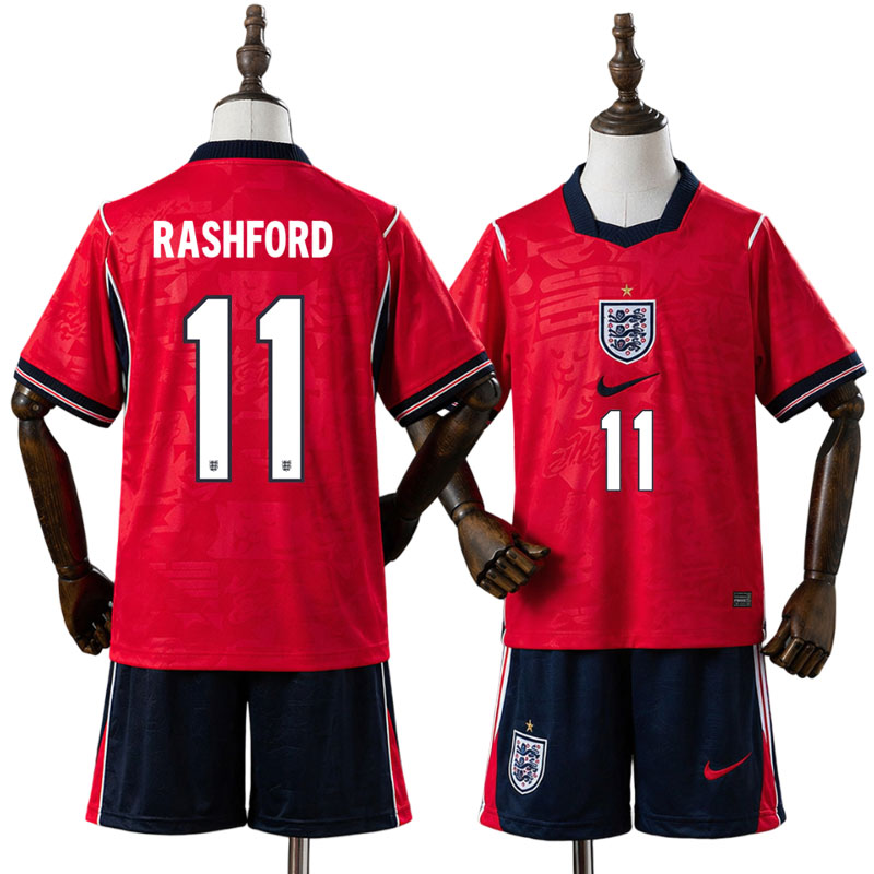 Rød England 2026 udebanesæt til børn - med Rashford 11 tryk