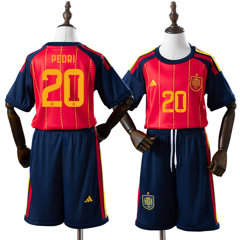 Spanien VM 2026 hjemmebanetrøje børn – Pedri 20 fodboldtrøje + shorts