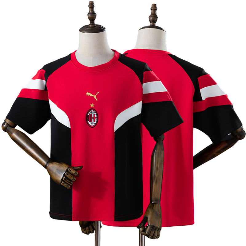 AC Milan football archive fodbold trøje - rød og sort herre shirt