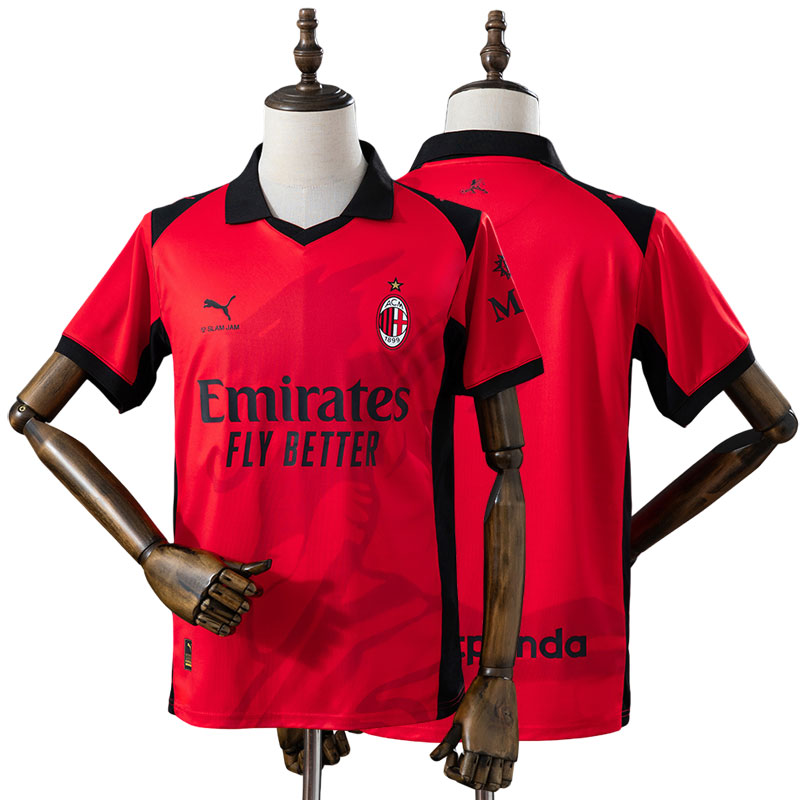 AC Milan x Slam Jam fodbold trøje 2025/26 - rød fjerdetrøje til mænd