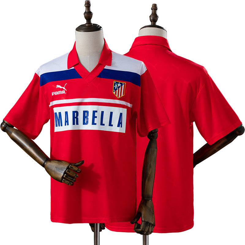 Atletico Madrid retro fodbold trøje 90/93 - rød udebanetrøje til mænd
