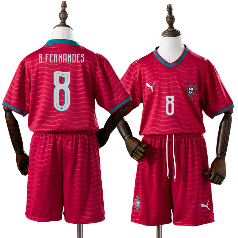 Portugal VM 2026 fodbold trøje til børn - B.Fernandes 8 hjemmebanetrøje