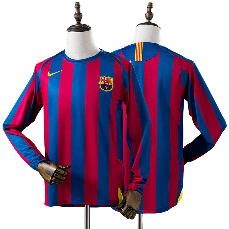 Barcelona 05/06 hjemmebanetrøje - retro fodbold trøje med lange ærmer