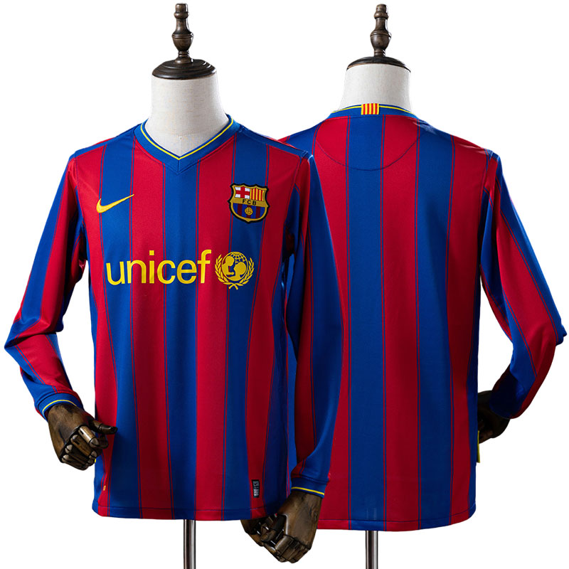 Barcelona 09/10 langærmet fodbold trøje - retro hjemmebanetrøje