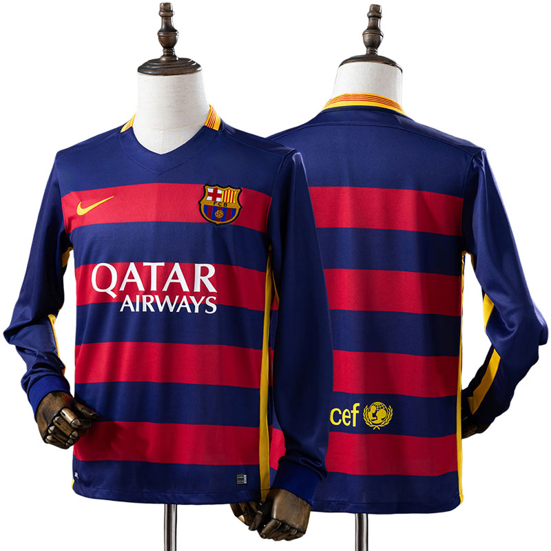 Barcelona 15/16 retro hjemmebane fodbold trøje med lange ærmer